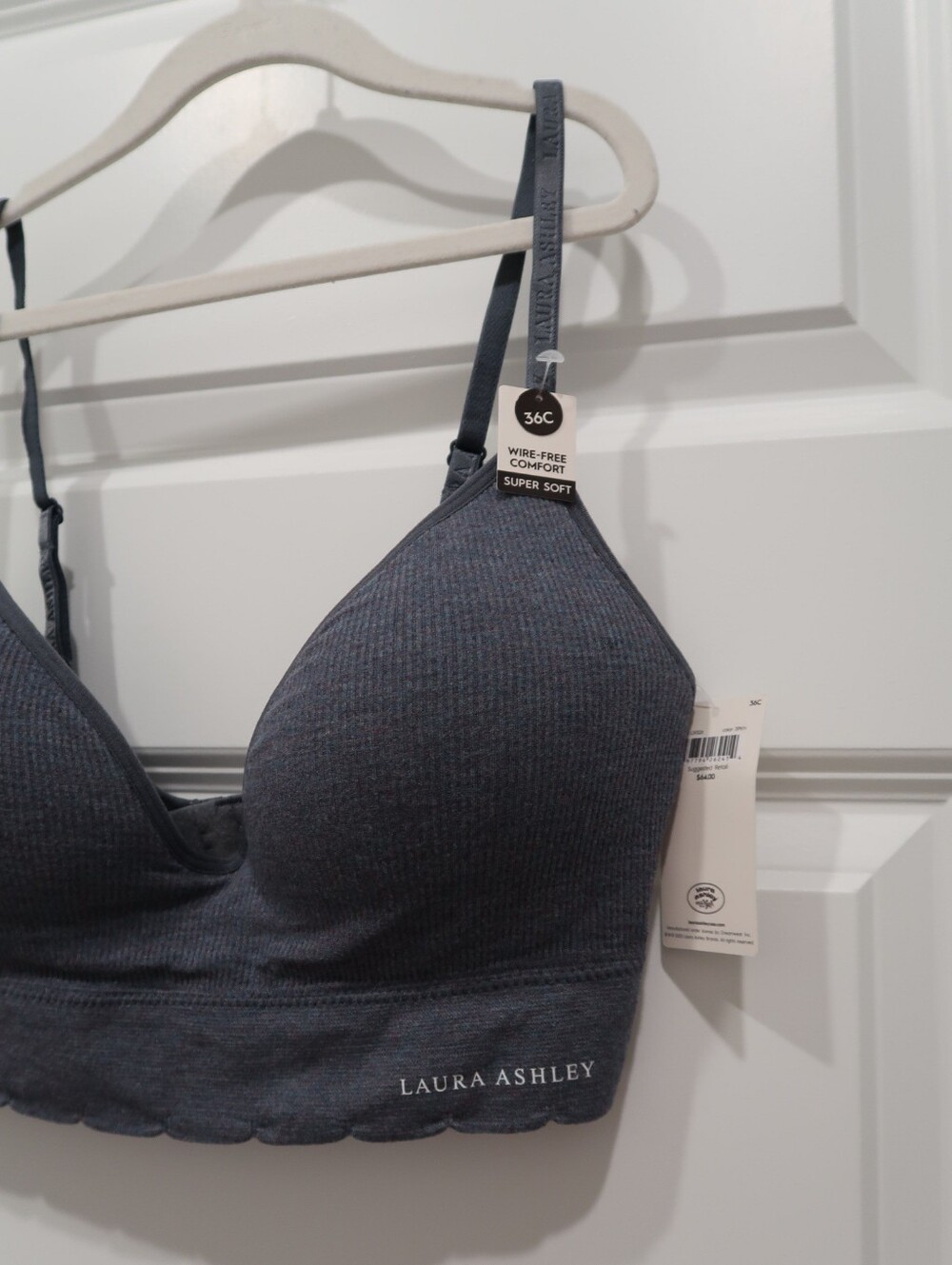 NWT Laura Ashley Super Soft Wire-free Comfort Charcoal Gray Bra Size 36C